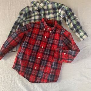 Janie & Jack Plaid Shirt Bundle | 18–24 Months | Red & Green EUC